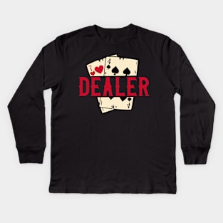 Casino Card Dealer I Poker I Blackjack print Kids Long Sleeve T-Shirt